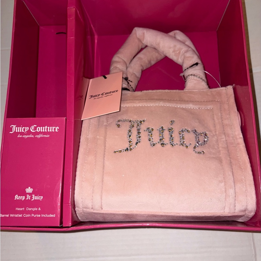Juicy Couture Blush Mini Bag with Rhinestone Logo nwt amazing bling so soft